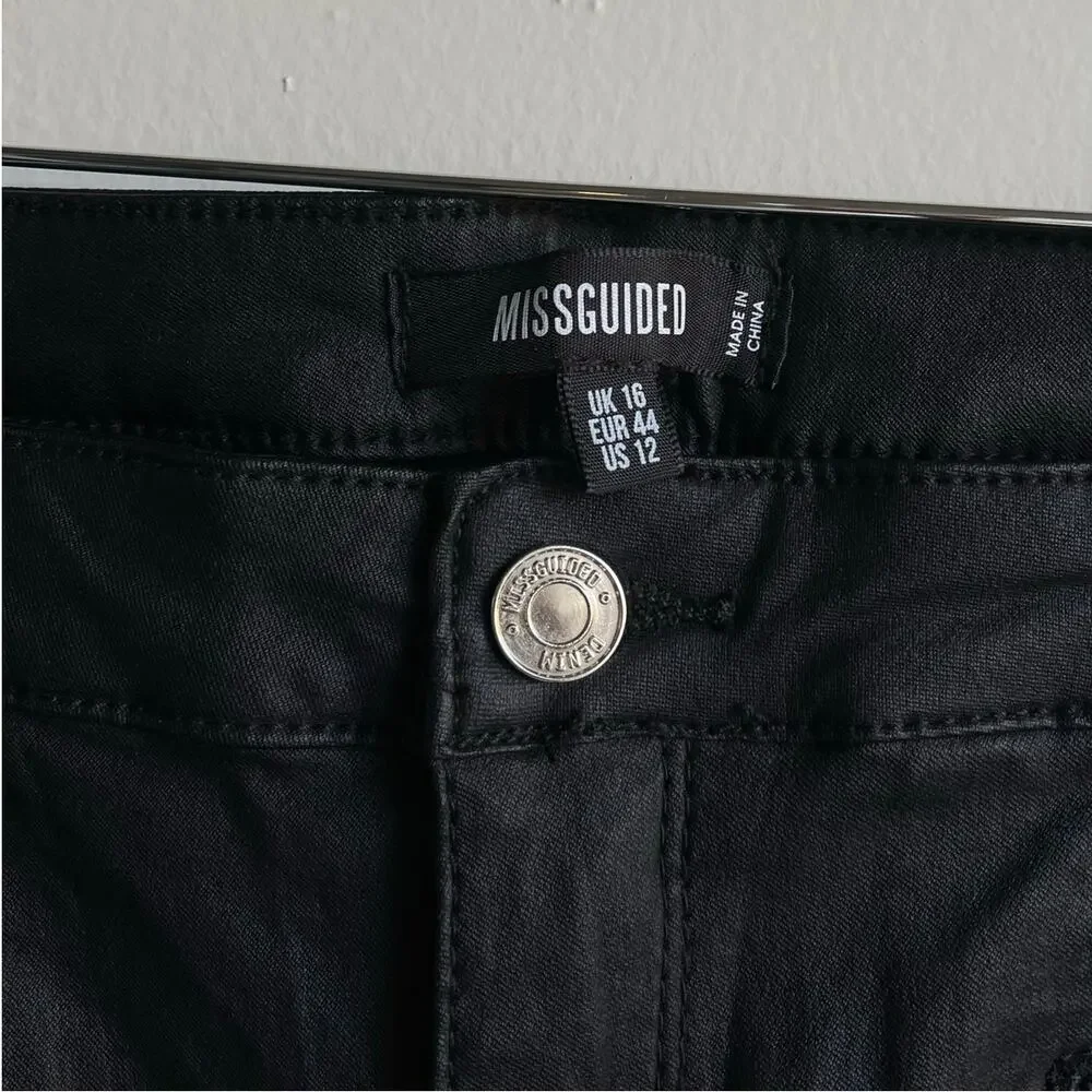 Missguided Moto coated vice skinny jeans in black with zip details size 12 $45 - Picture 8 of 12